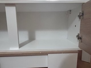 Mueble de salón / Módulo de pared Blanco y Roble