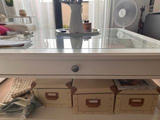 Mesa centro Ikea cristal y cajón p/restaurar