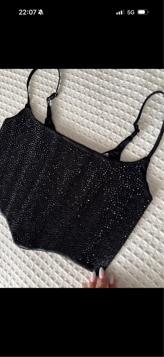 Corsé negro lentejuelas Talla S