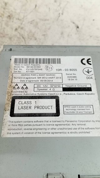 Sistema audio / radio toyota 57508 10r038055 auris