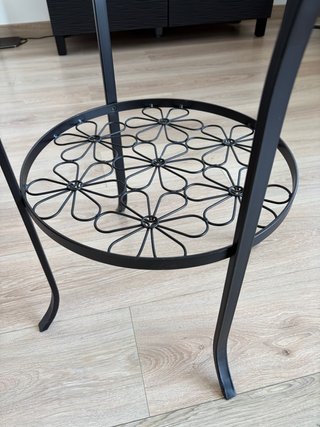 Mesa auxiliar cristal y metal Ikea