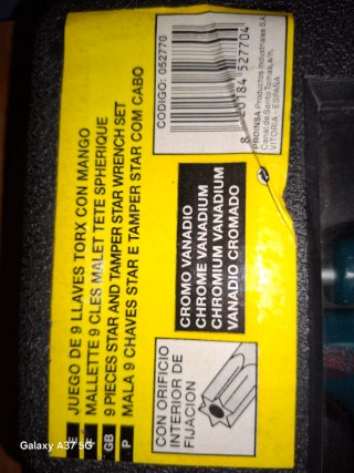 Juego 9 Llaves Torx Mango T