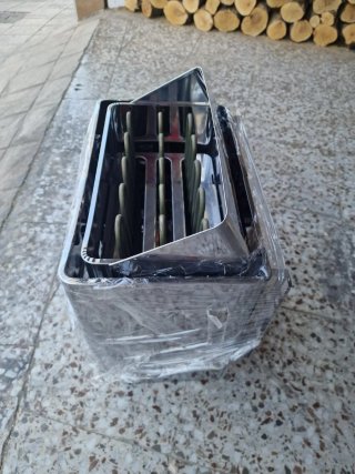 Estufa Sauna Metálica Plateada 8 kw sin uso.