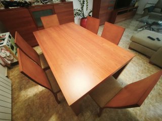 Mesa extensible 150x90+84 con 6 sillas