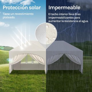 CARPAS 6X3 PLEGABLES BEIGE CON LATERALES-NUEVAS