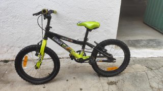 Bicicleta infantil negra y verde