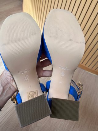 Sandalias Menbur Azul Tacon Fiesta Joyas