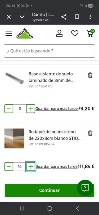 Suelo laminado + accesorios
