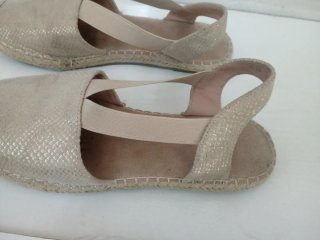 Zapatillas esparto mujer beige y dorado