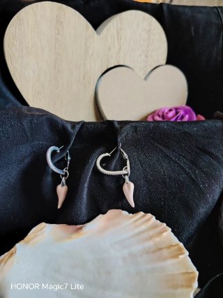 Orecchini peperoncino rosa e argento
