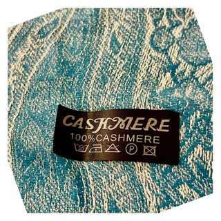 Sciarpa 100% Cashmere Kuwaitiana bianca e azzurra