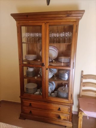 Vitrina Salón Rústica Madera y Cristal