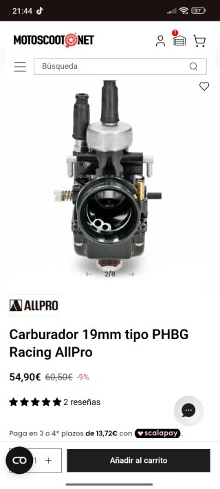 Carburador Allpro 19mm
