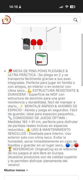 Mesa de ping pong plegable