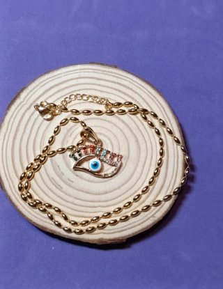 Collar Ojo Turco Circonitas Oro Laminado