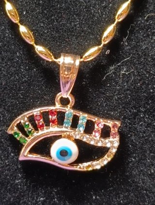 Collar Ojo Turco Circonitas Oro Laminado