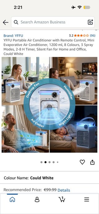 YFFU Portable Air Conditioner with Remote Control,
