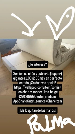 Somier, Colchón y Topper IKEA Beige.