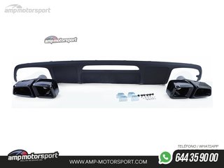 DIFUSOR TRASERO NEGRO MATE CON COLAS NEGRAS PARA MERCEDES CLS W218