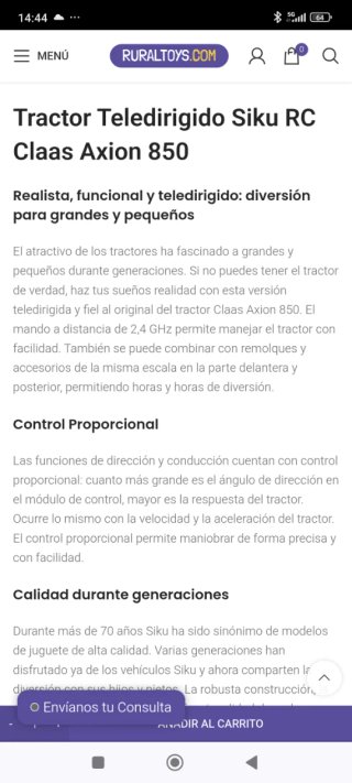 Tractor Siku Control 1:32 Claas Axion 850