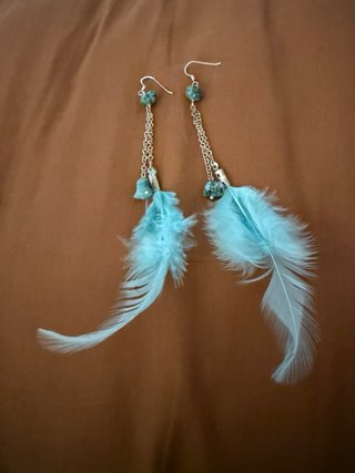 Orecchini Argento Piume Turchesi