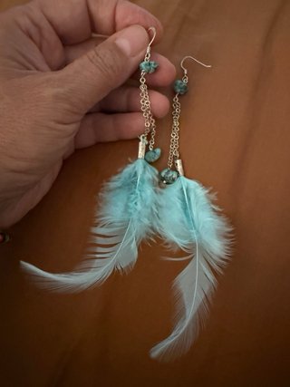 Orecchini Argento Piume Turchesi