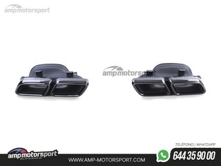 DIFUSOR TRASERO NEGRO MATE CON COLAS NEGRAS PARA MERCEDES CLASE C W205 SEDAN