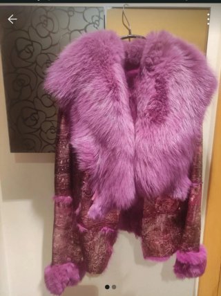 Chaqueta pelo natural rosa/morado