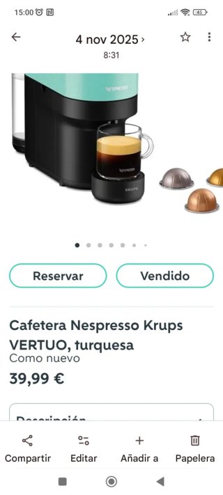 Cafetera Nespresso vertuo + un paquete de café