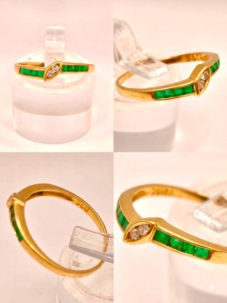Anillo Oro 18k Brillantes y Esmeraldas 1,36gr T11
