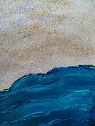 Cuadro 60x90 Textura Azul y Amarillo