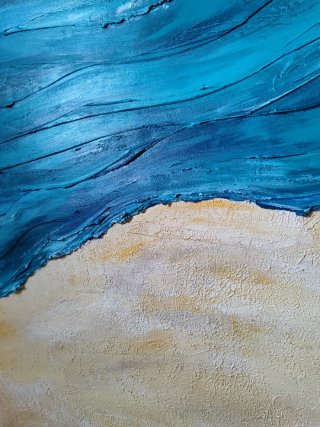 Cuadro 60x90 Textura Azul y Amarillo
