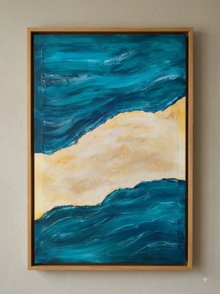 Cuadro 60x90 Textura Azul y Amarillo
