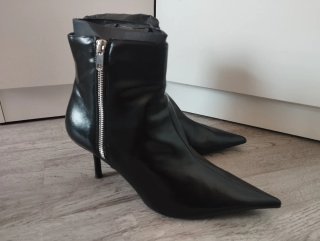 Botines Zara Tacón Aguja Punta Fina Cremallera