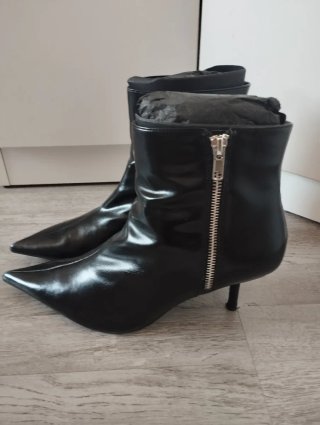 Botines Zara Tacón Aguja Punta Fina Cremallera