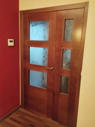 Puerta de madera con cristales