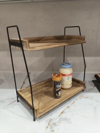 Estantería de cocina 2 niveles madera y metal