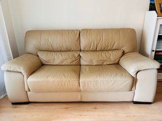 Sofá de piel italiana beige