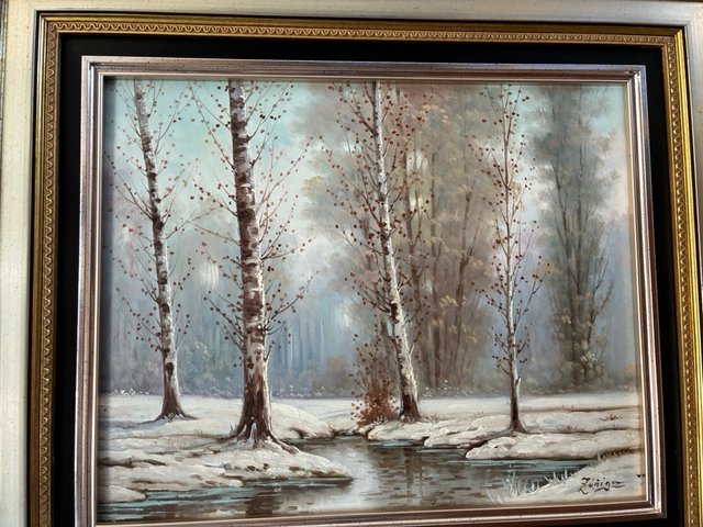 Pintura al óleo Paisaje Invernal Zuñiga