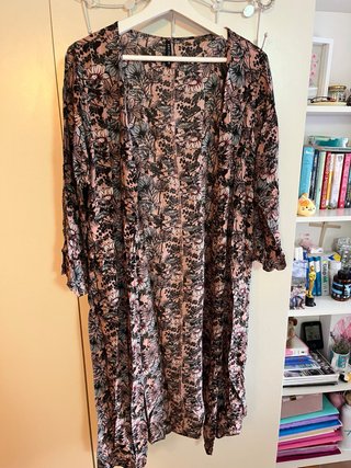 Kimono largo floral rosa