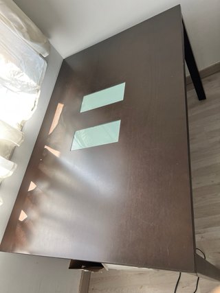 Mesa comedor extensible madera oscura