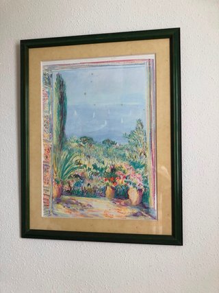 Cuadro de paisaje con marco de madera