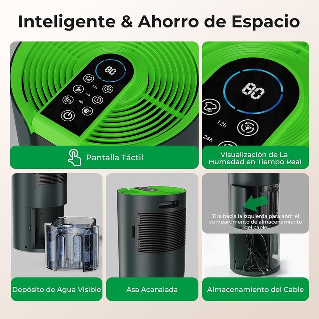 Deshumidificador 16L/Día Gris y Verde