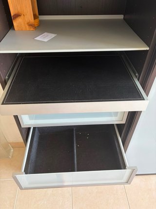 Mueble modular salón madera y cristal