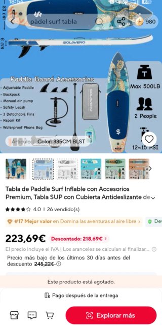 Tabla Paddle Surf SOLAVERO 335cm
