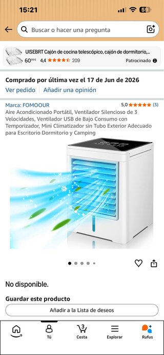 Ventilador portátil FOMOOUR con agua