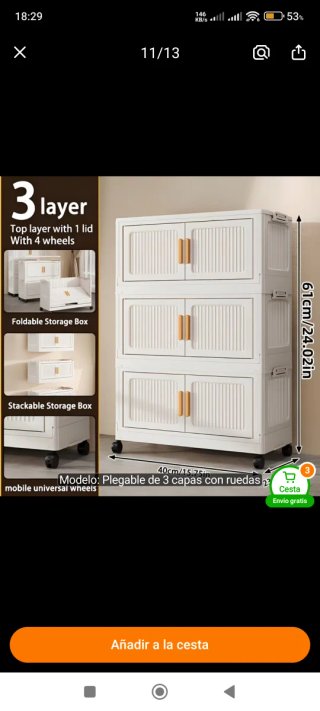 Armario organizador plegable 3 capas