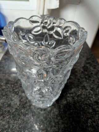Jarrón Cristal Vintage Flores Transparente