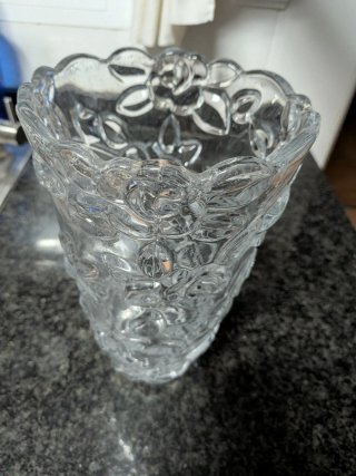 Jarrón Cristal Vintage Flores Transparente