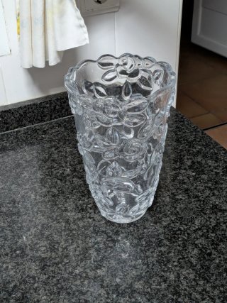 Jarrón Cristal Vintage Flores Transparente
